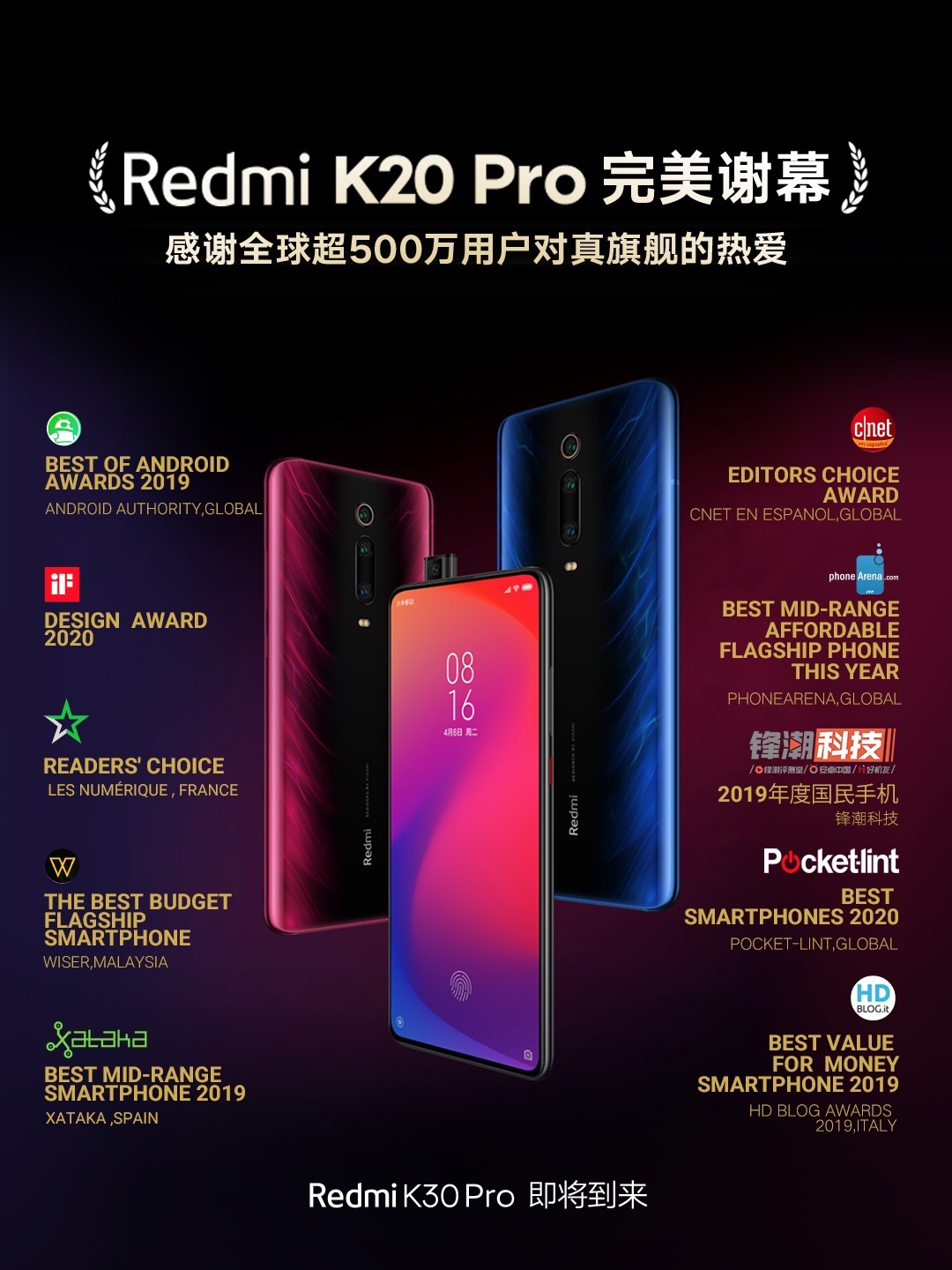 Redmi K20 Pro销量破500万 Redmi K30 Pro即将正式发布