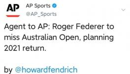 费德勒将退出2021年澳网 并计划在澳网结束后复出