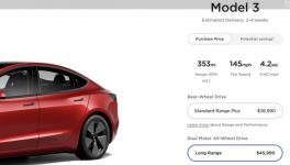 特斯拉美国官网显示：Model 3 预计交付时间缩短至 2-4 周